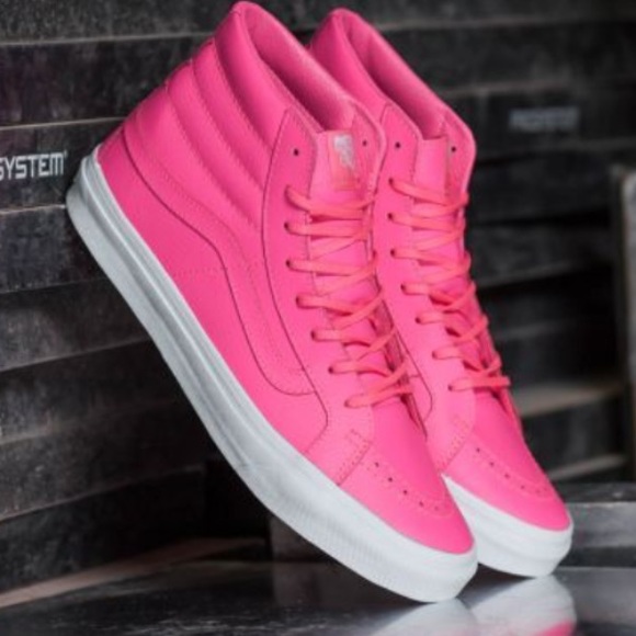 Vans Shoes - NWT Vans Sk8-Hi Slim Neon Pink Leather, W 9.5, M 8
